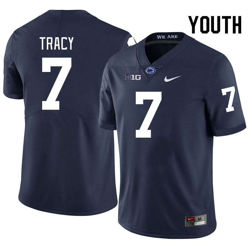 Youth #7 Zion Tracy Penn State Nittany Lions College Football Jerseys Stitched-Navy